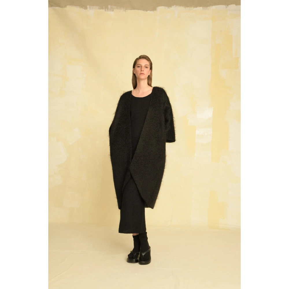 Cortana Diandra jurk in baby alpaca kasjmier en zijde zwart Black Dames
