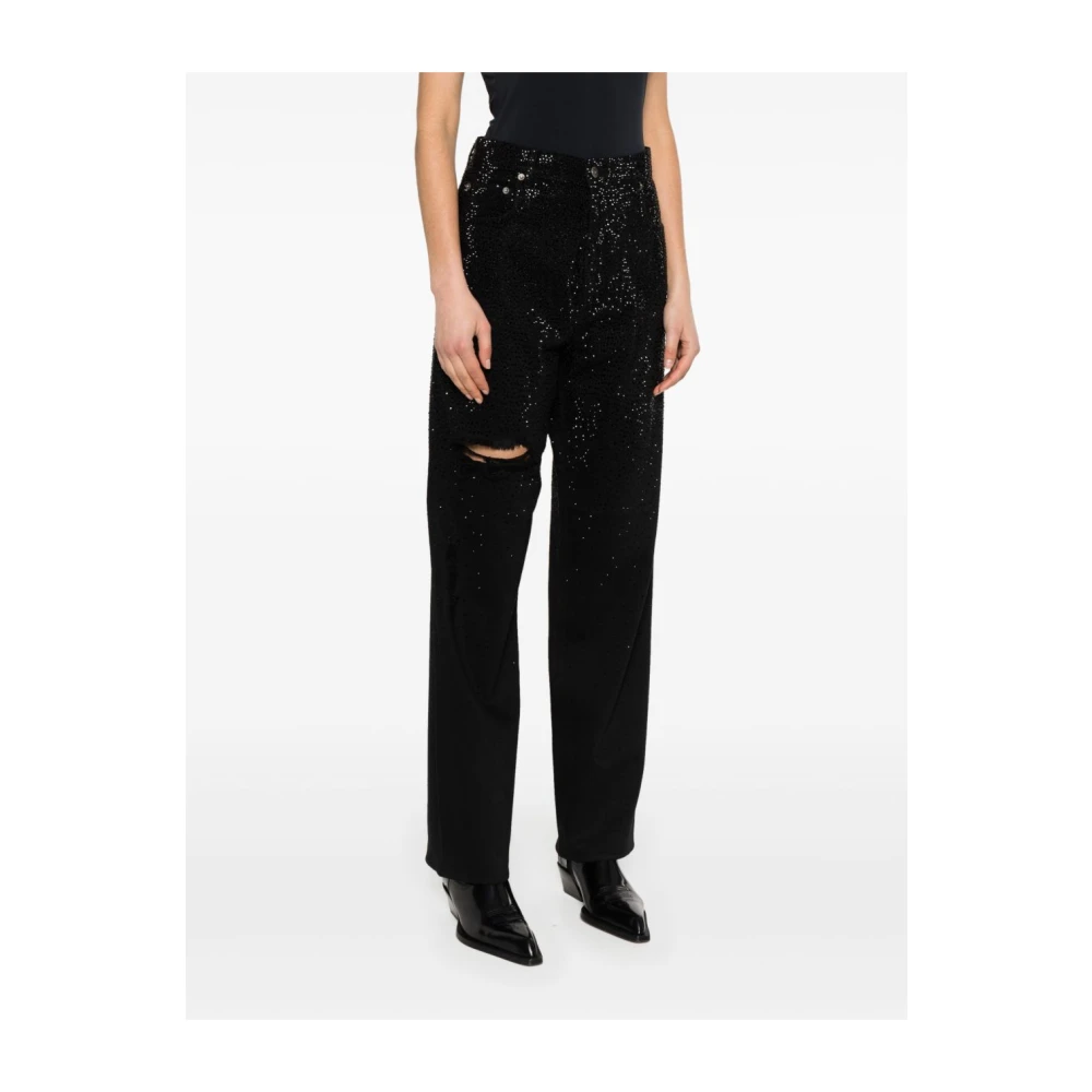 Golden Goose Zwarte Kristalversierde Denim Jeans Black Dames