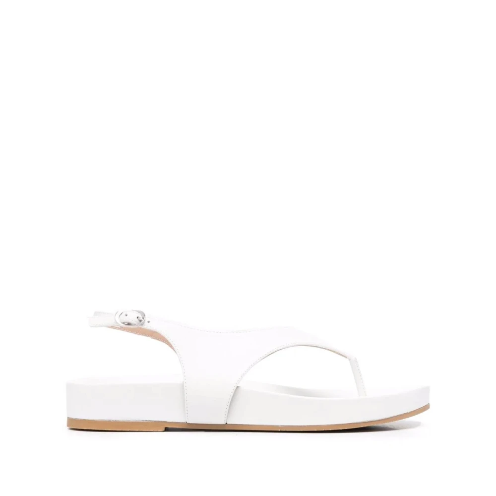 Stuart Weitzman Vit läder tåsandaler White, Dam