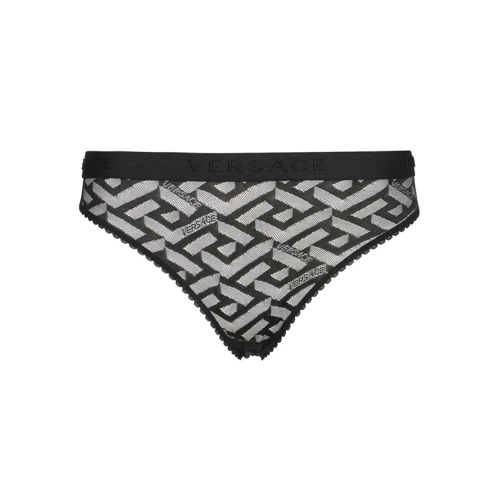 Versace Monogram Kant Slipje Black Dames