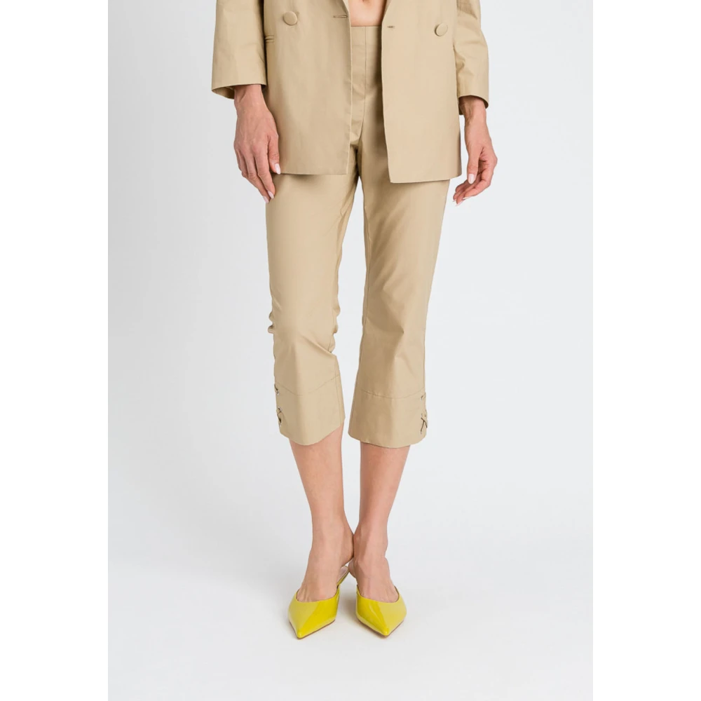 Twinset Beige Katoenen Broek Beige Dames