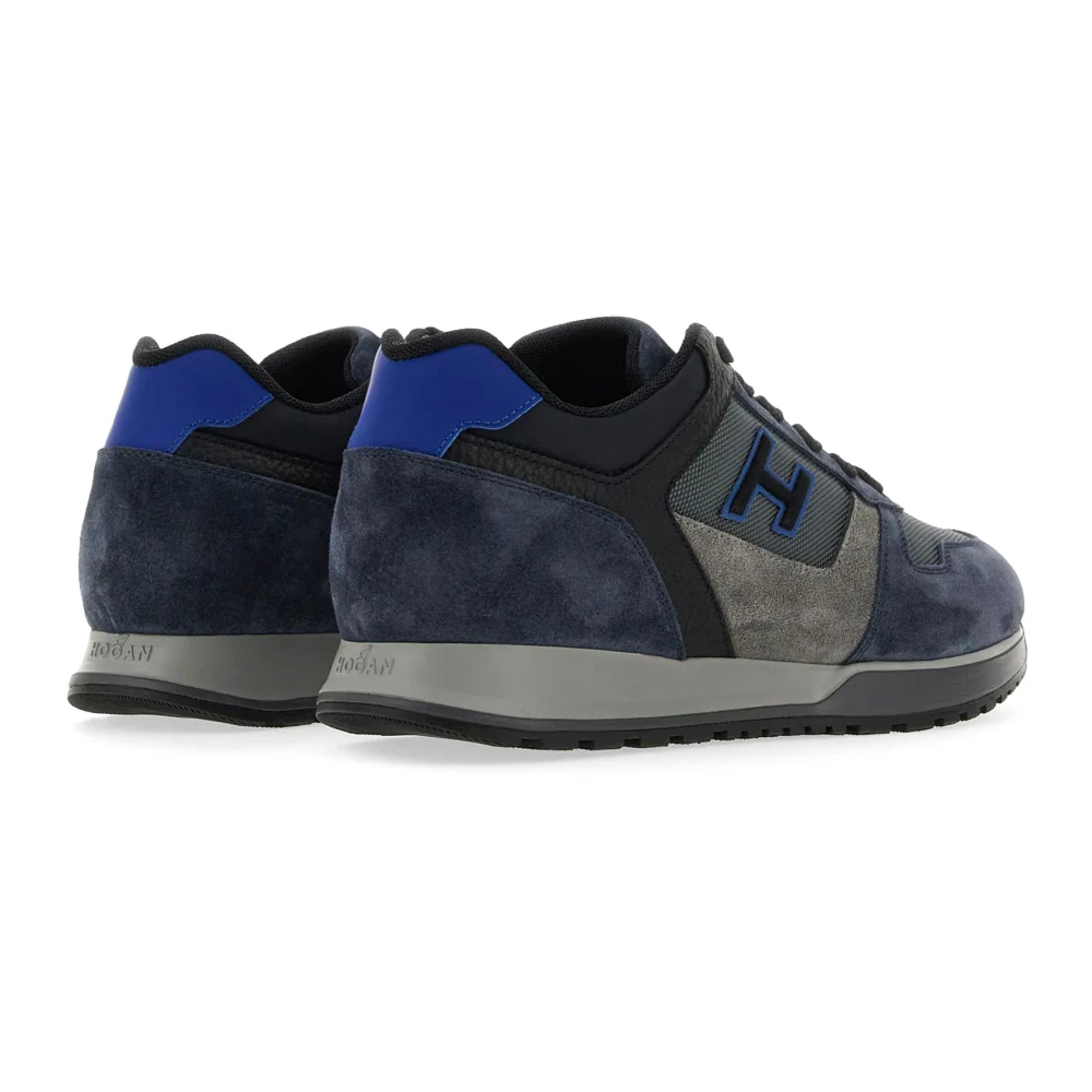 Hogan H321 Grijze Suède Sneakers Blue Heren