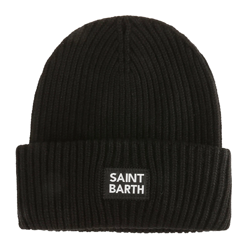 MC2 Saint Barth Svart herr beanie med broderad logotyp Black, Herr