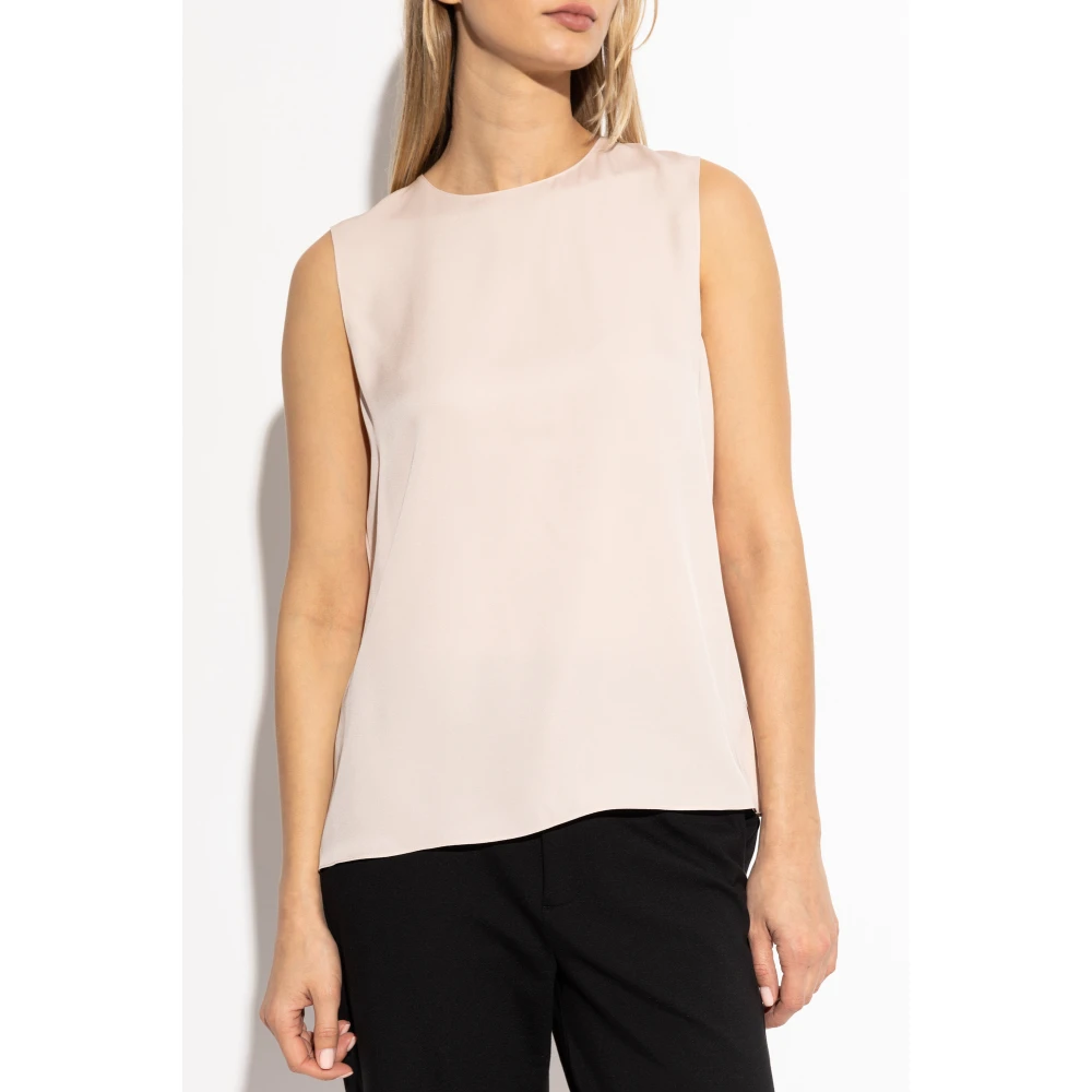 Theory Mouwloze zijden top Pink Dames
