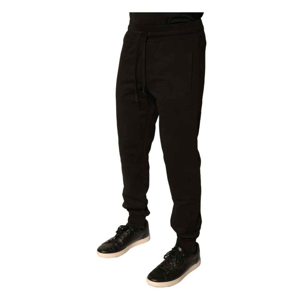 Dolce & Gabbana Logo Detail Katoenen Jogger Broek Black Heren