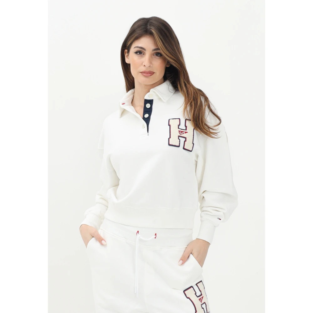 Tommy Jeans Witte Polo Stijl Sweater White Dames