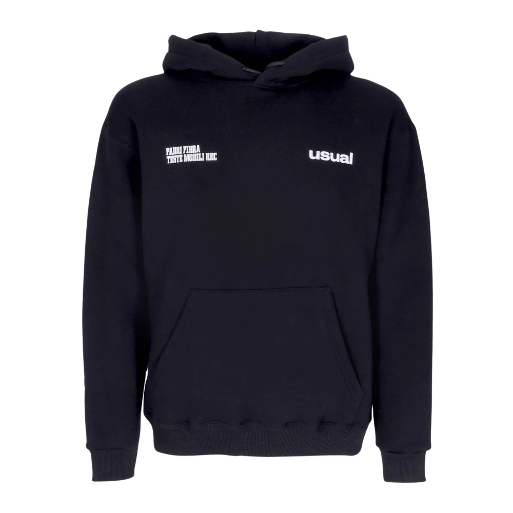 Usual Zwarte hoodie met Fabri Fibra-logo Black Heren