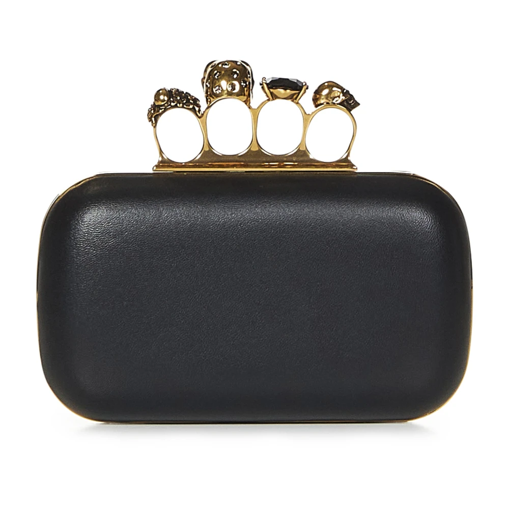 alexander mcqueen Zwarte Knuckle Clutch Tas Black Dames