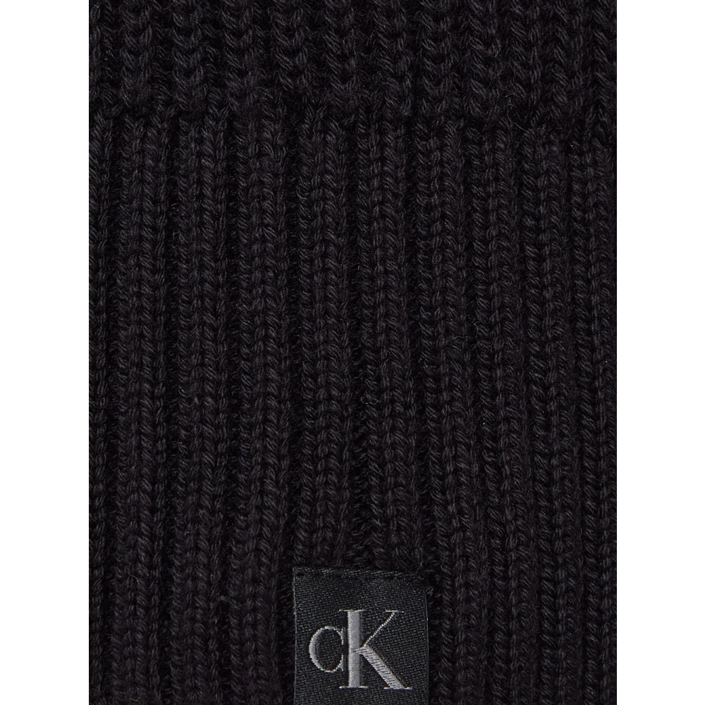 Calvin Klein Grijze Geribbelde Trui Lineaire Stijl Black Heren