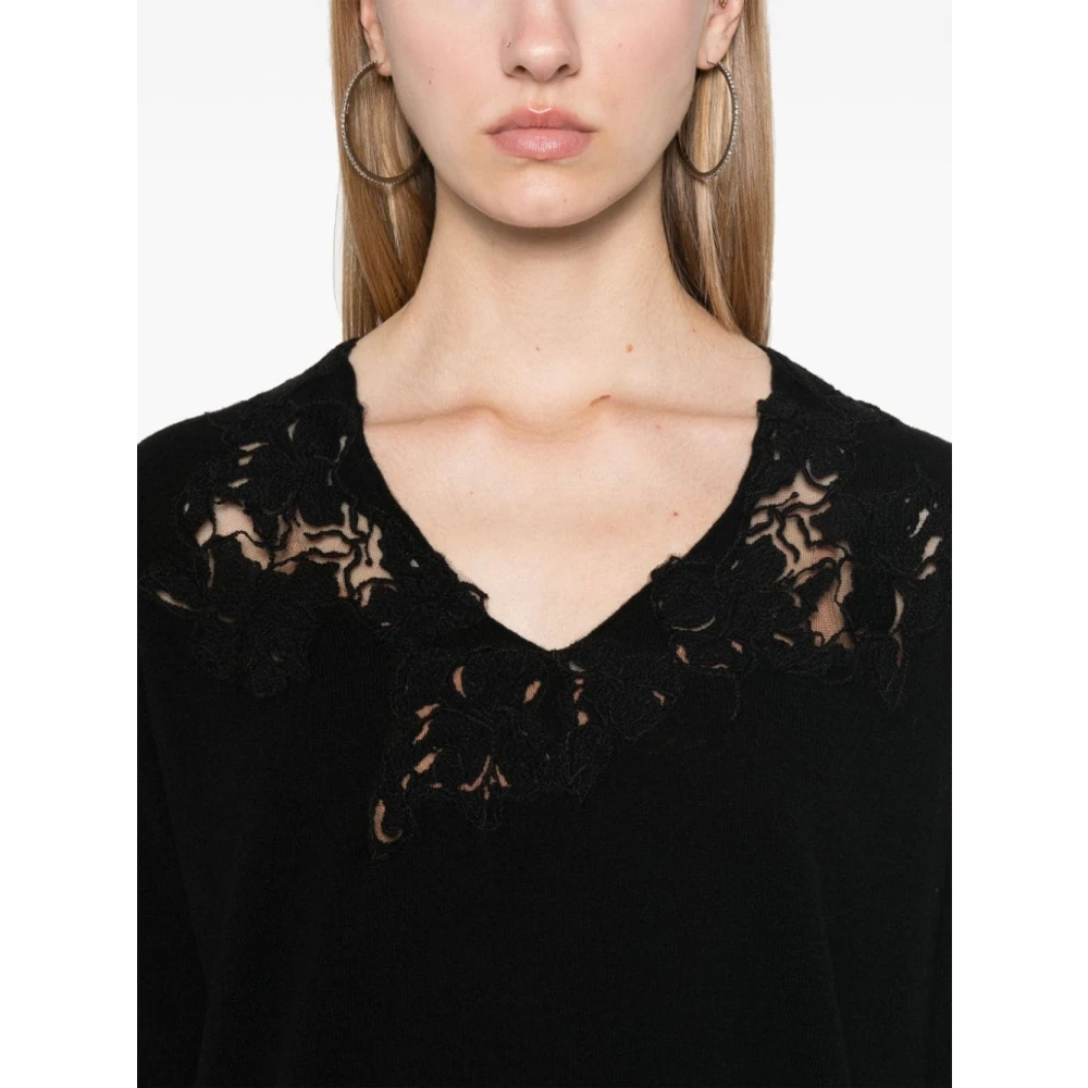 Ermanno Scervino Zwarte V-hals trui Black Dames