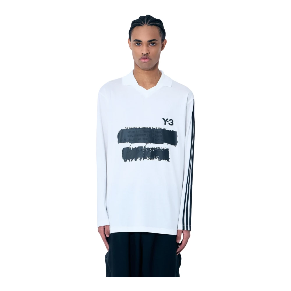 Y-3 Polo Shirt met Logo Print White Heren
