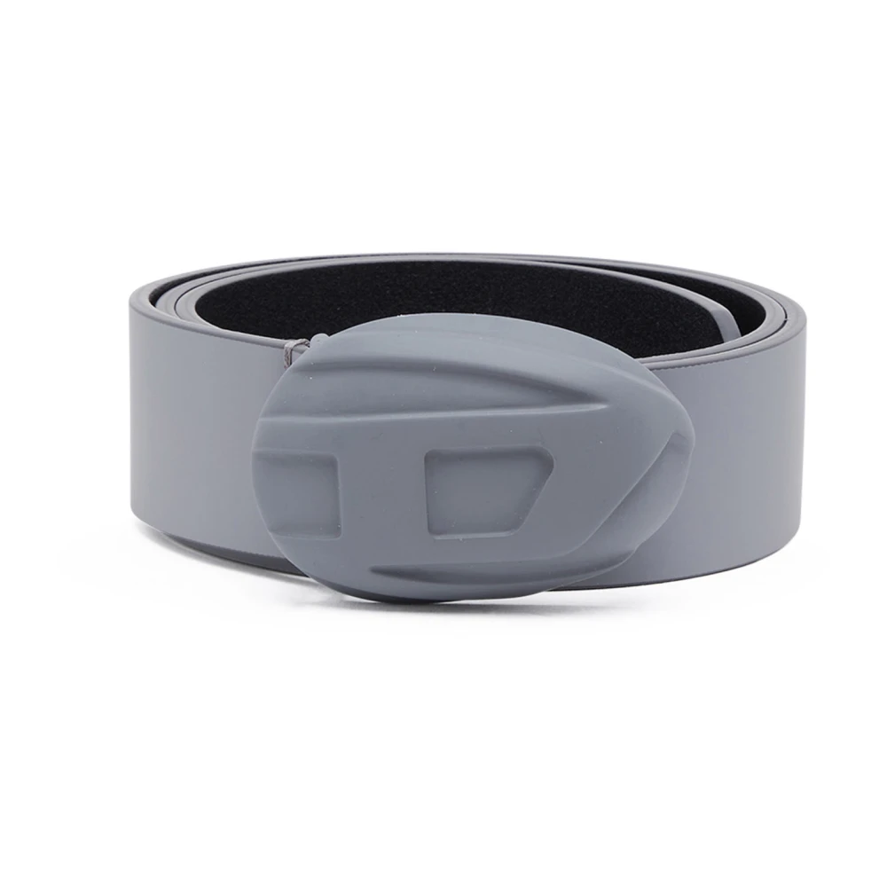 Diesel Leather belt with hard-shell Oval D buckle Gray Heren