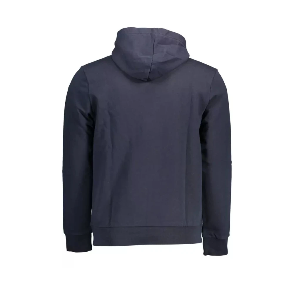 Napapijri Blauwe Katoenen Sweater met Capuchon en Print Blauw Heren