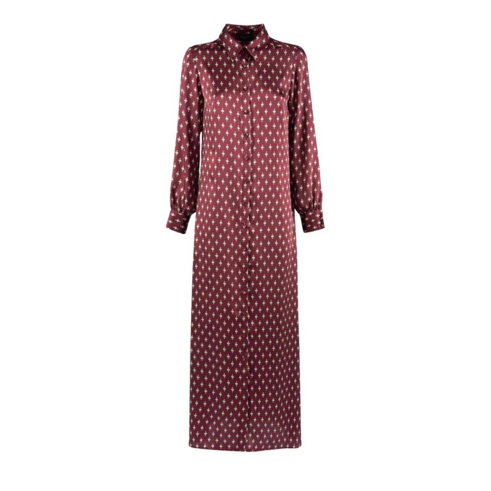 Nenette Tie Print Lange Overhemdjurk Red Dames