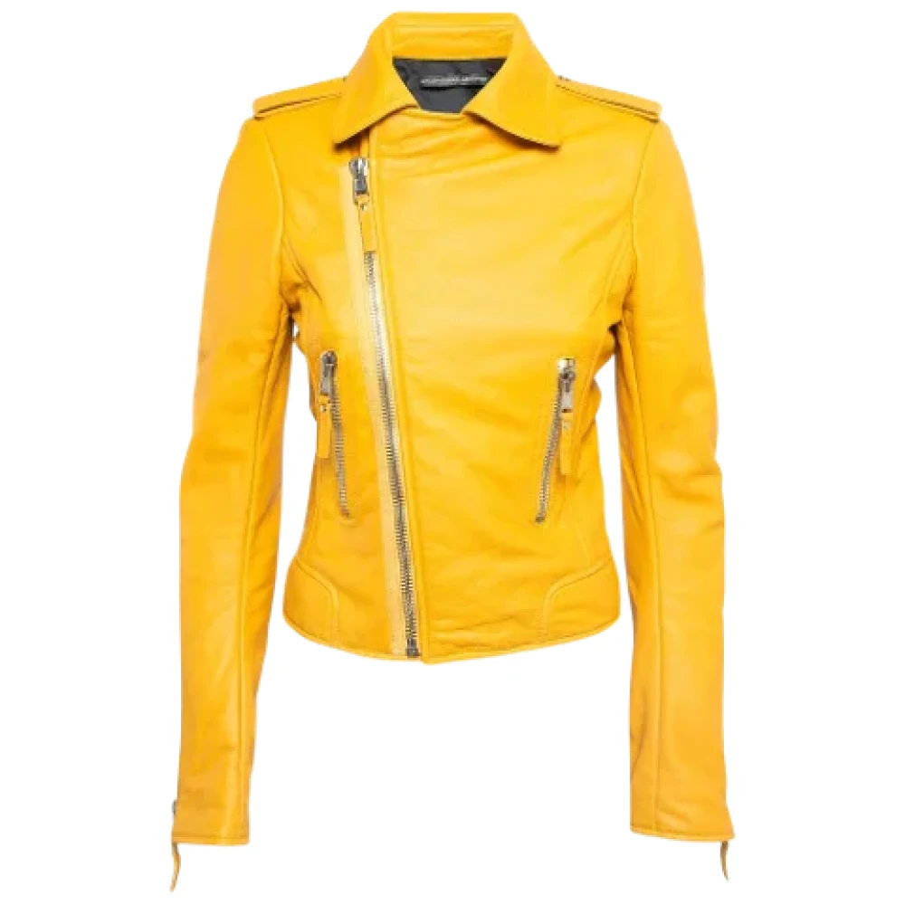 Balenciaga Vintage Pre-owned Leather outerwear Yellow Dames