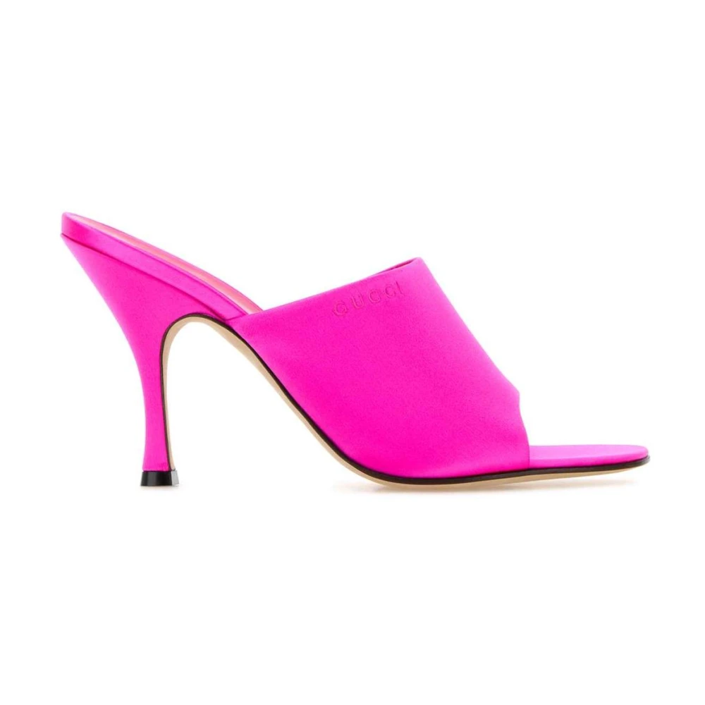 Gucci Vrouw Roze Satijnen Slingback Pumps Met Puntneus