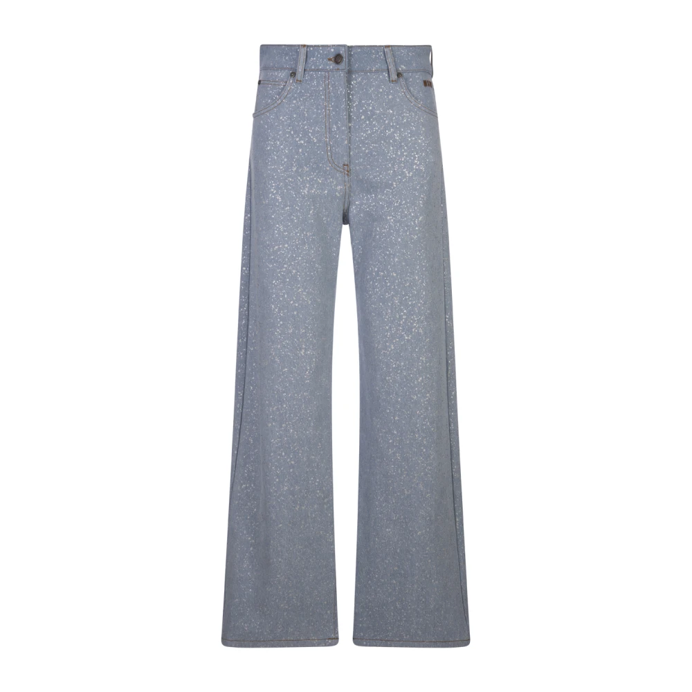 Msgm Blå Glitter Baggy Jeans Blue, Dam