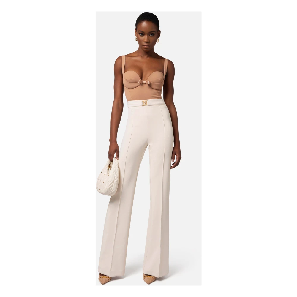 Elisabetta Franchi Straight Trousers Beige Dames