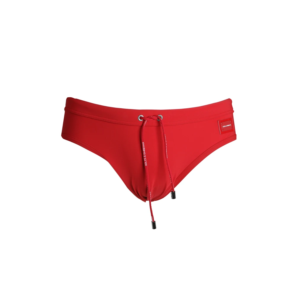 Dolce & Gabbana Men's Red Logo Swim Briefs - Beachwear - Xl - Swimwear