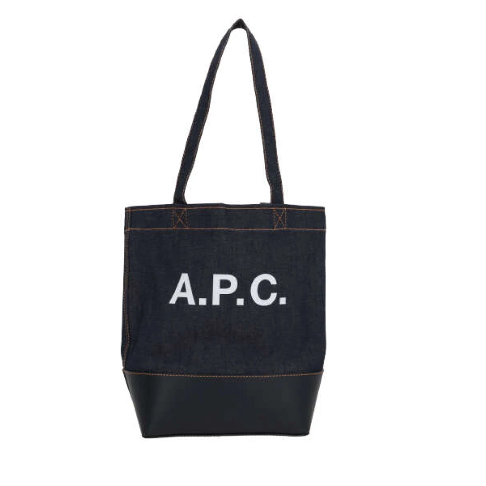 A.p.c. Blå Denim Toteväska med Läderbas Blue, Dam