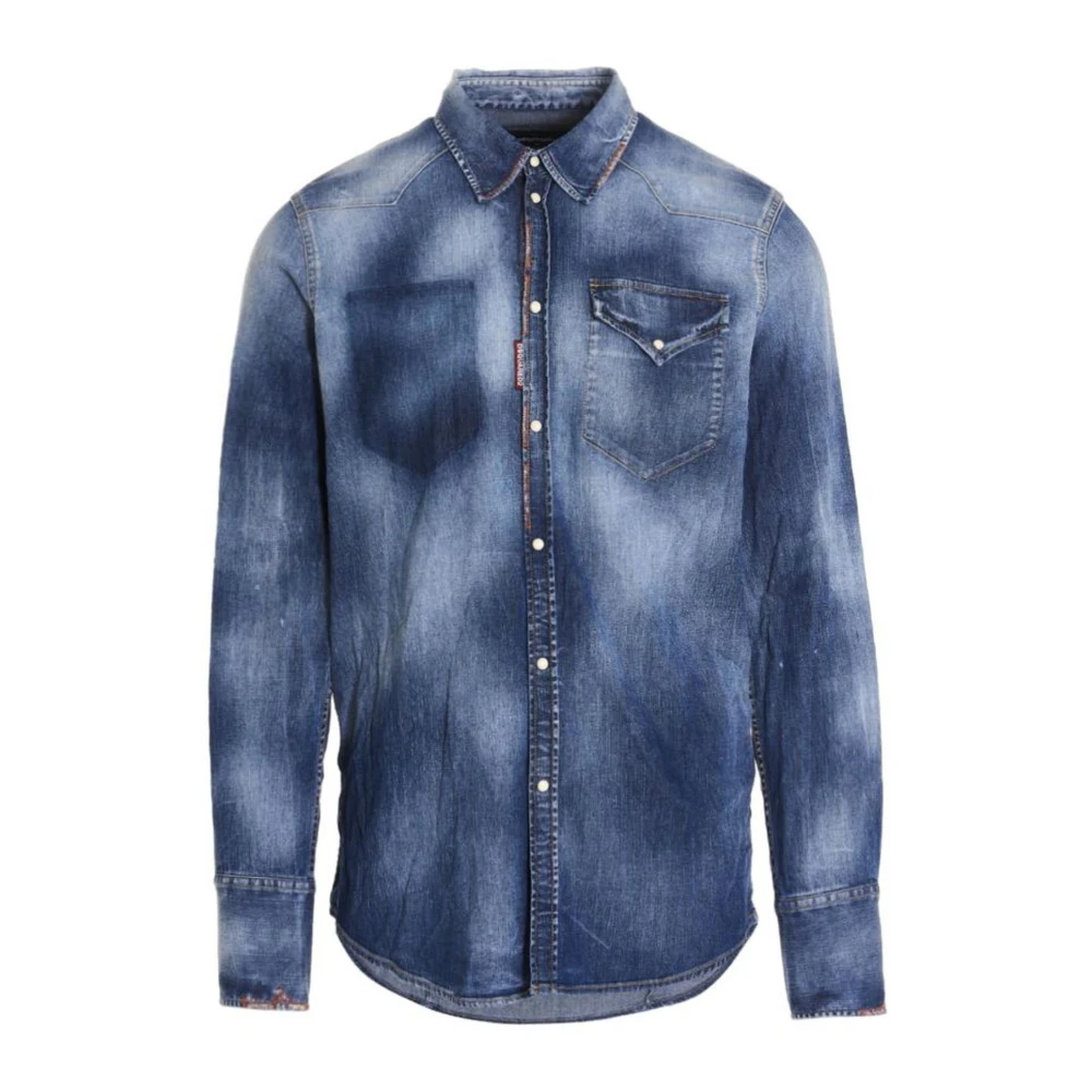 Dsquared2 Denim Western Shirt Blue Heren