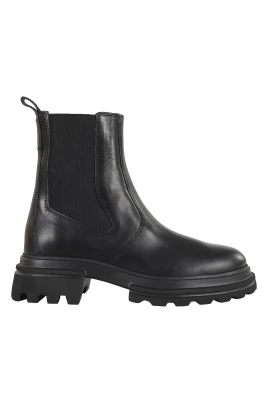 Svart Läder Chelsea Ankelboot
