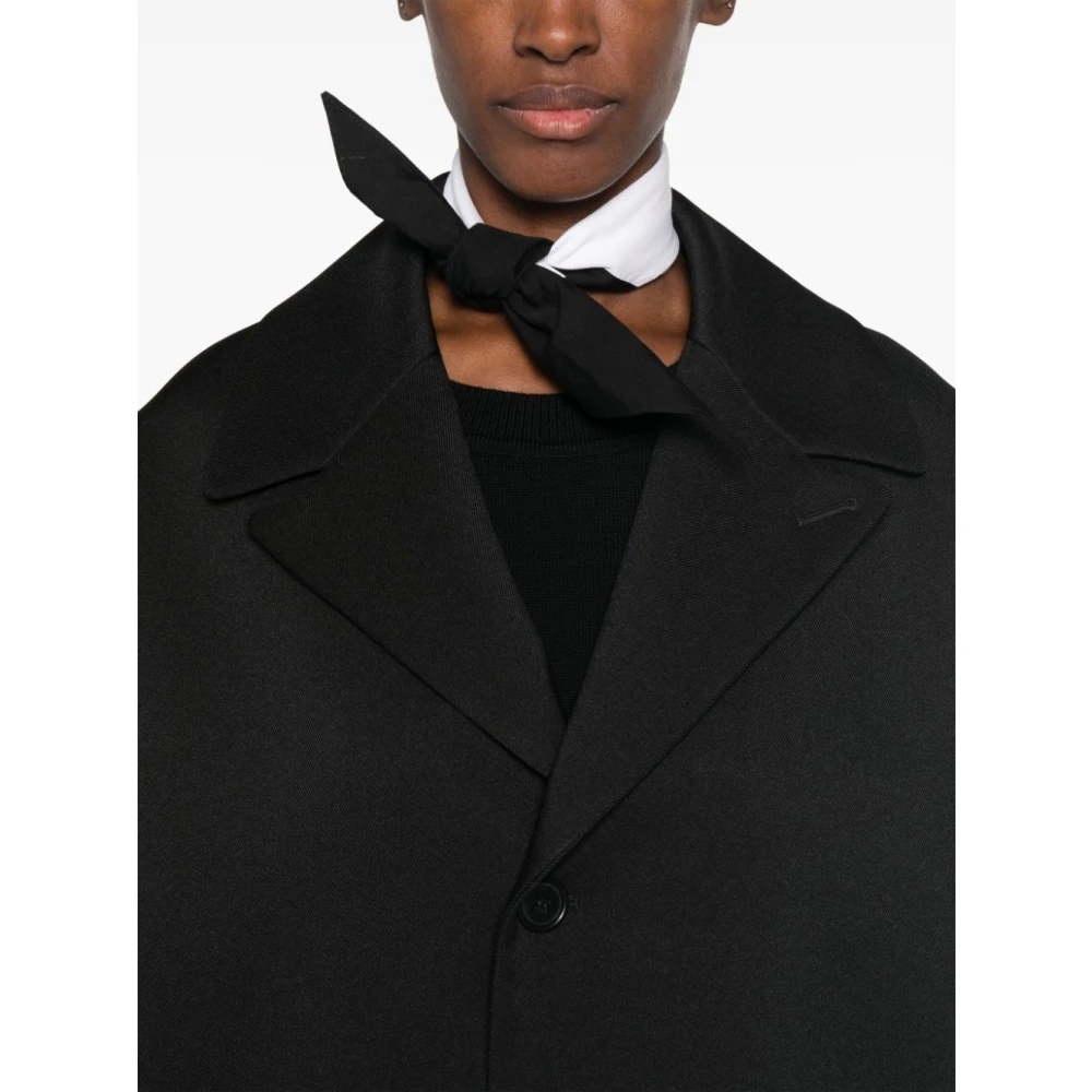 MM6 Maison Margiela Zwarte twill geweven jas Black Dames