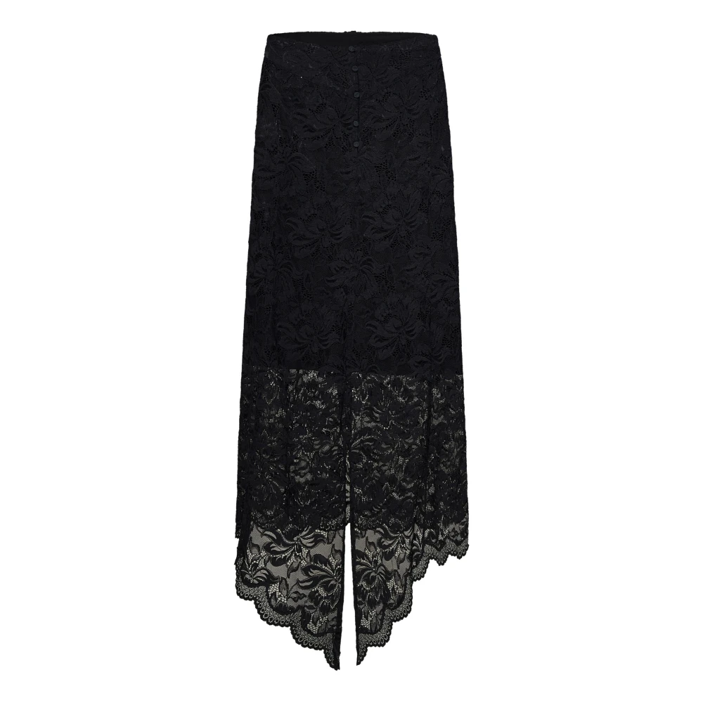 Paco Rabanne Zwarte Asymmetrische Kant Rok Black Dames