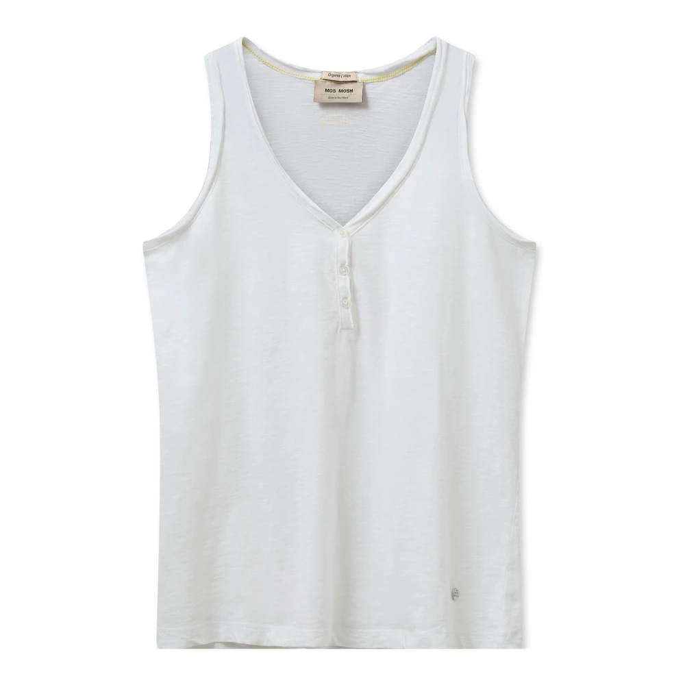 MOS MOSH Basis Tank Top met knoopdetail White Dames