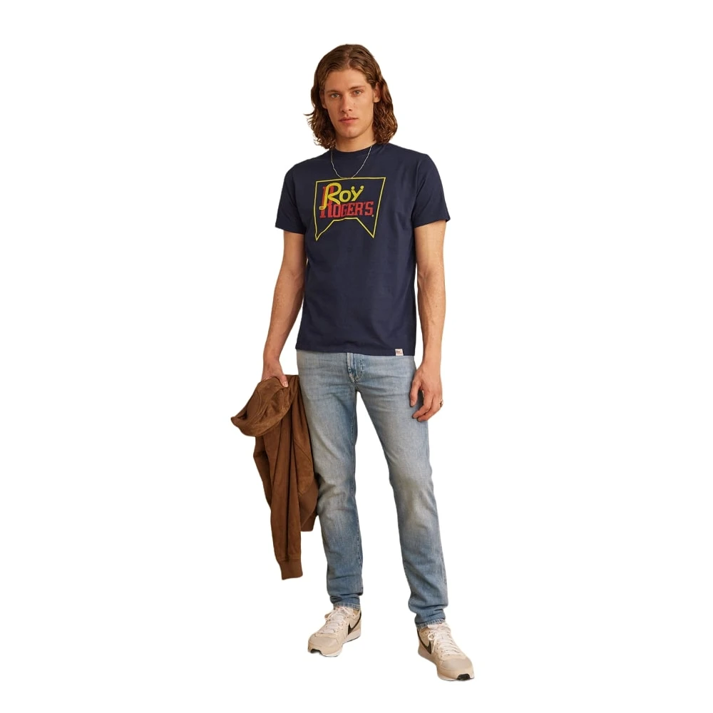 Roy Roger's Korte Mouw T-shirt Blue Heren