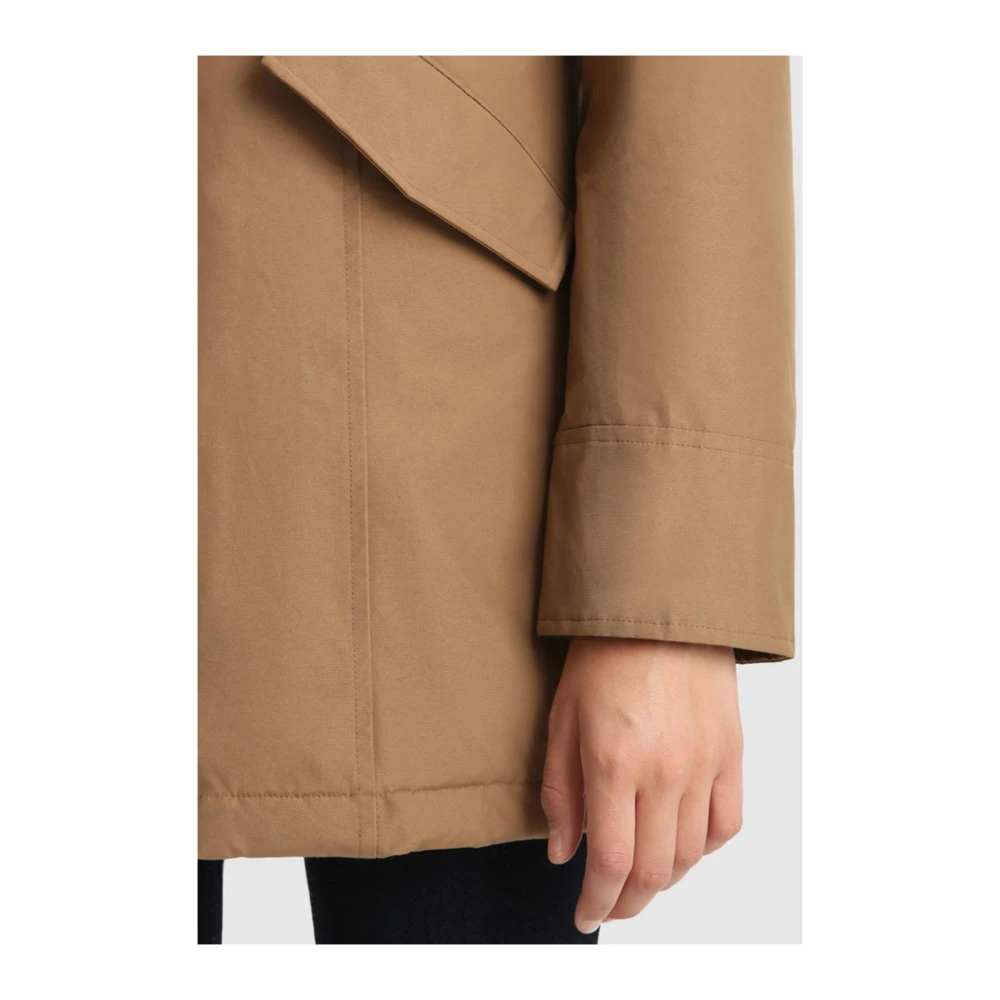 Woolrich Stad Stof Anorak Parka Brown Dames