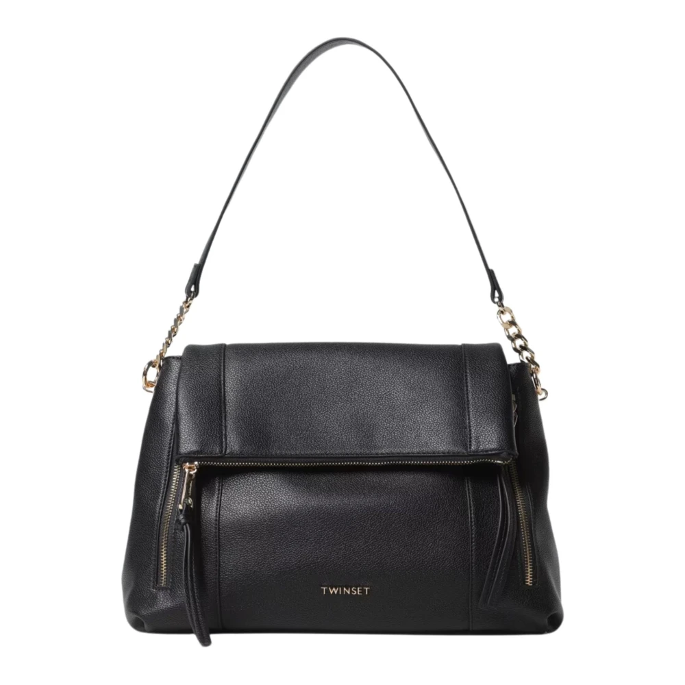 Twinset Zwarte Schoudertas met Ritssluiting Black Dames