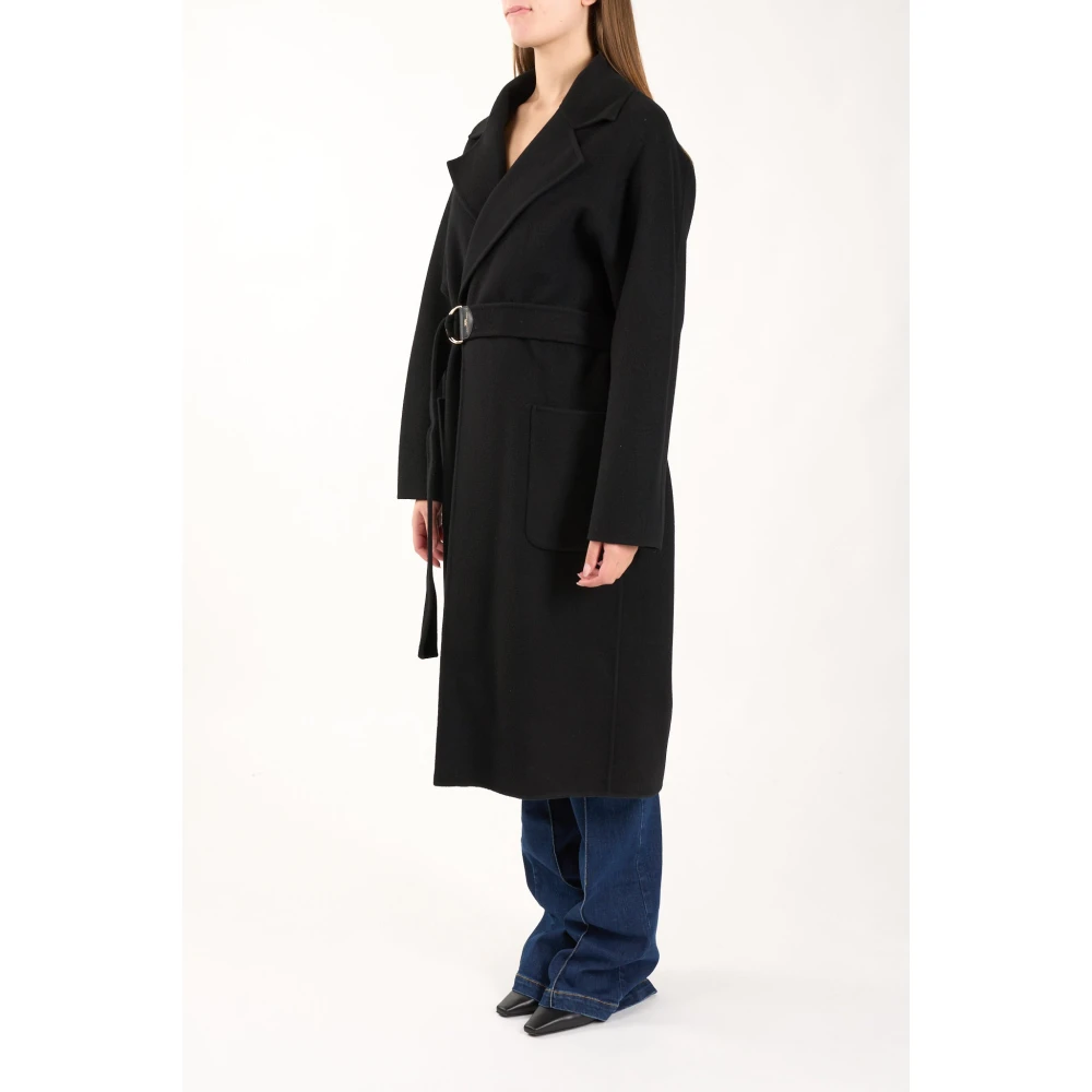 Elisabetta Franchi Wollen jas ochtendjas stijl Black Dames