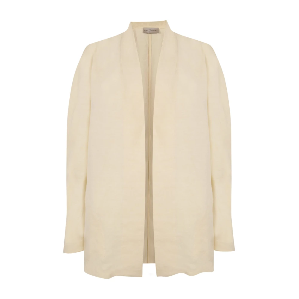 Cortana Linnen Viscose Lange Jas Vanille Yellow Dames