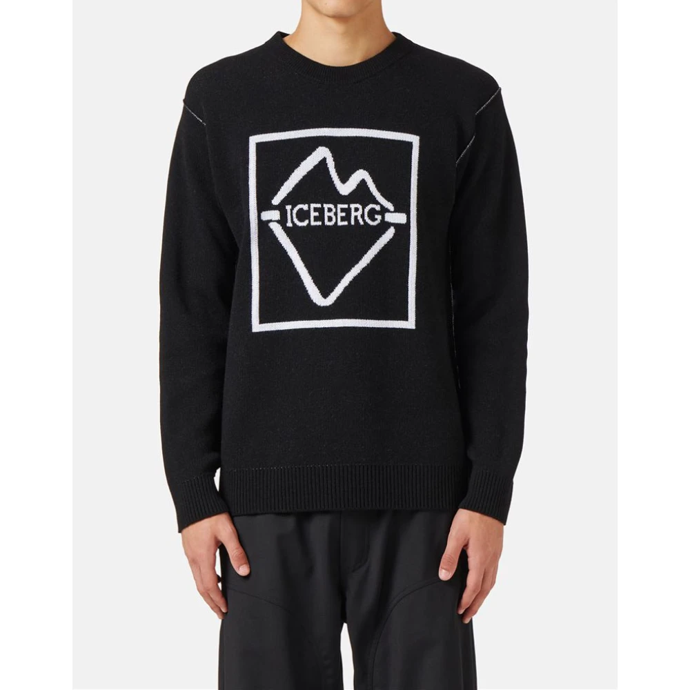 Iceberg Trui van wolmix met ronde hals Black Heren