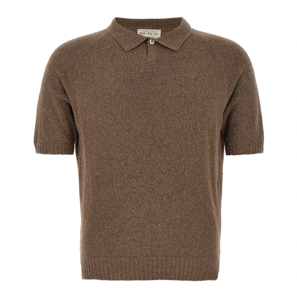 Ma'ry'ya Men's Brown Bouclé Cotton Polo Shirt