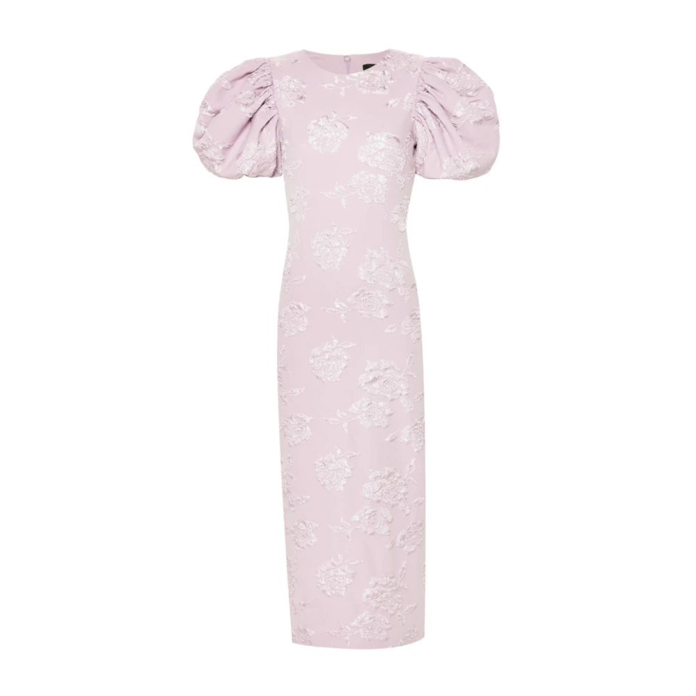 Rotate Birger Christensen Lila Bloemen Jacquard Midi Jurk Purple Dames
