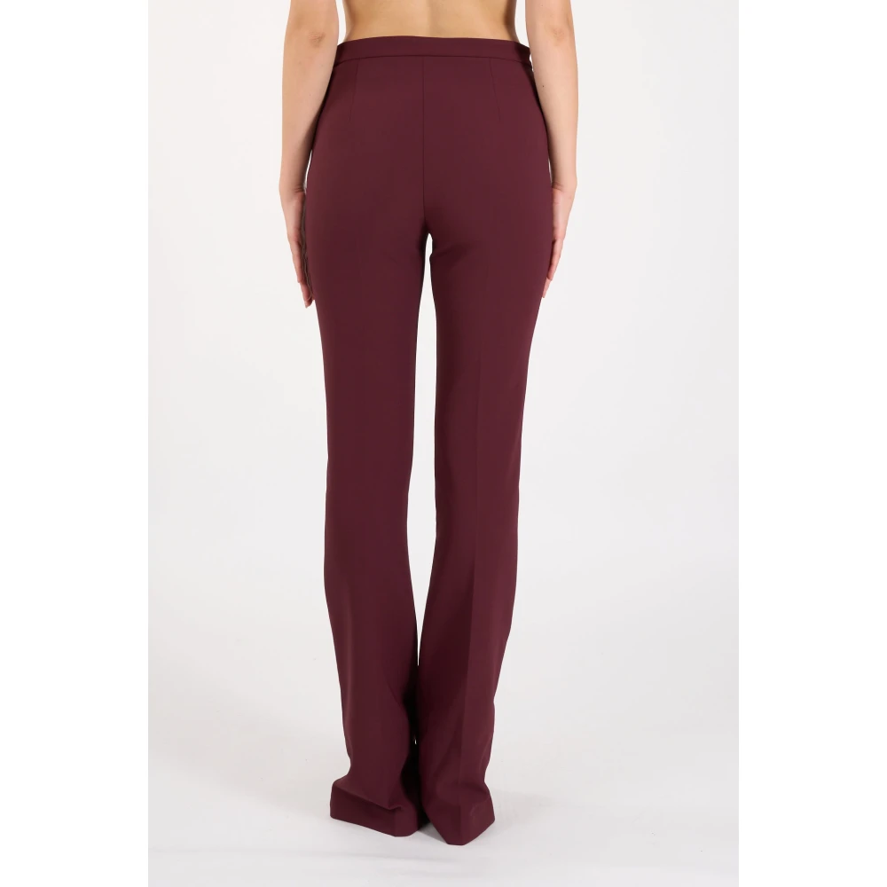 Elisabetta Franchi Wijde Pijp Stretch Crepe Broek Red Dames