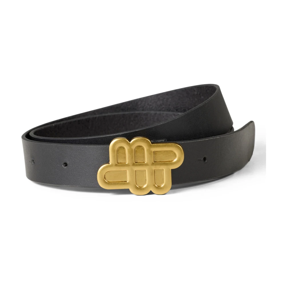 Munthe Black Belts, Female, M/L, Leather Belt With Gold Buckle