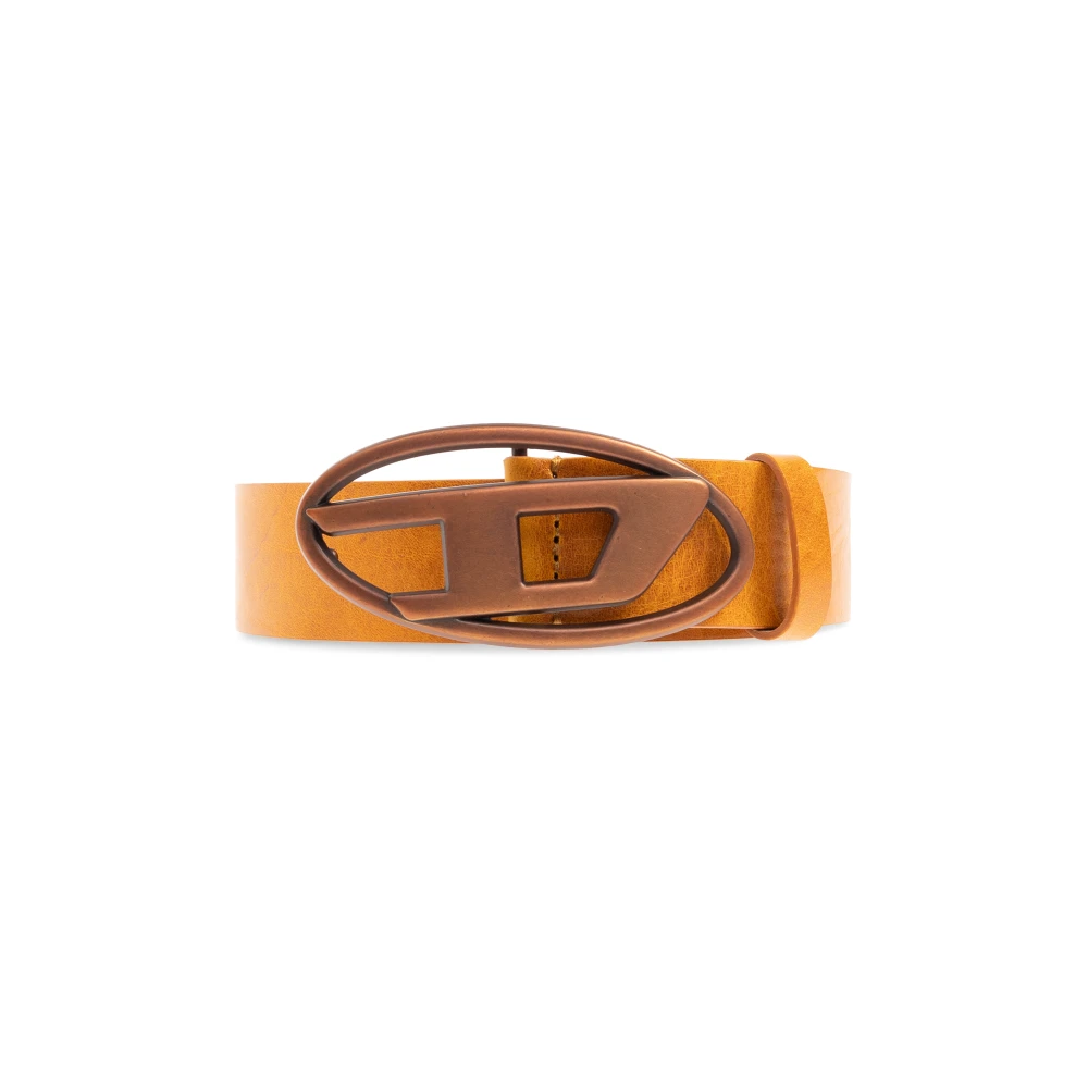 Diesel Leather belt with tonal buckle Orange Heren