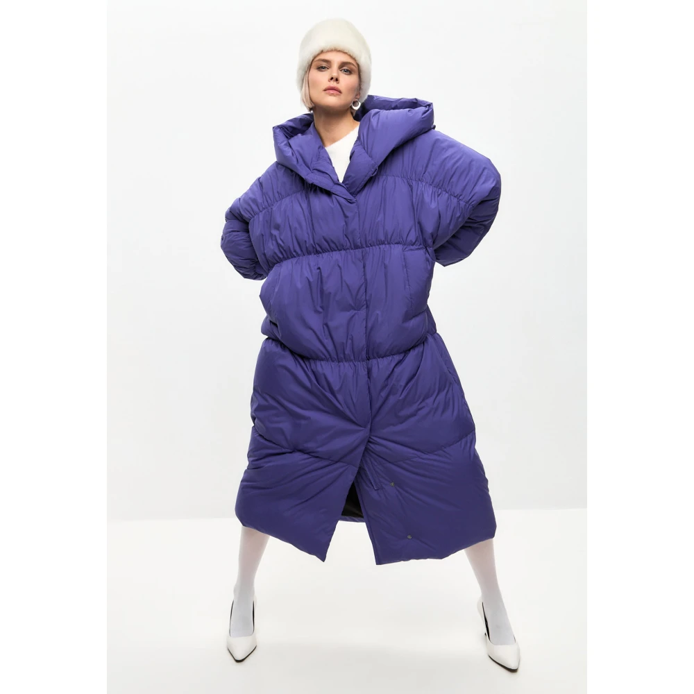 Cesare Gaspari Oversized Puffer Coat Violet Purple Dames