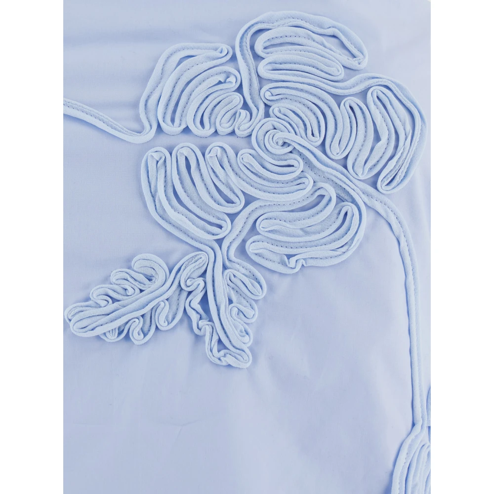 Rotate Birger Christensen Blauwe Off-Shoulder Top met Bloemenborduursel Blue Dames