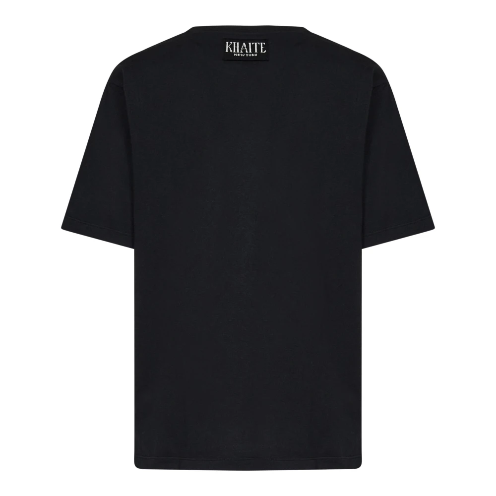 Khaite Zwart T-shirt met Cashmere Logo Label Black Dames