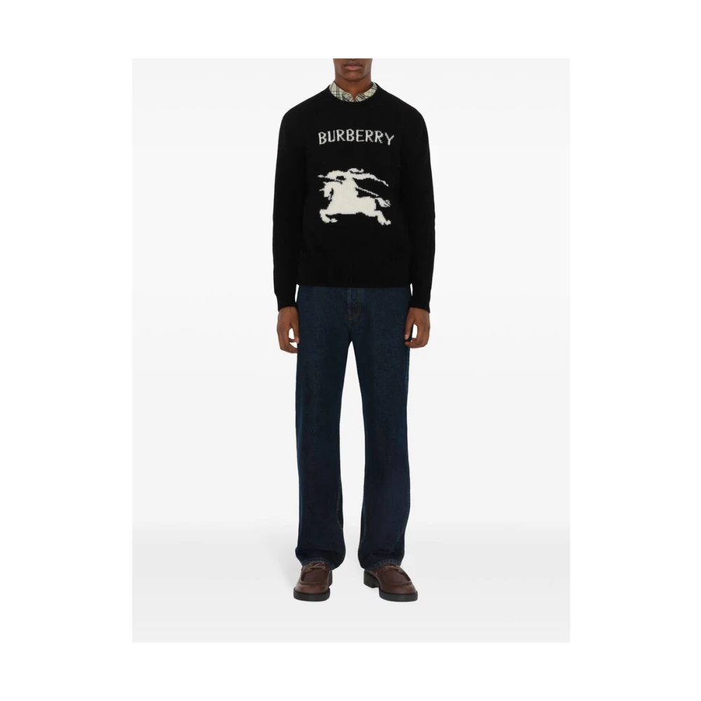 Burberry Zwarte Wol-Kasjmier Gebreide Trui Black Heren