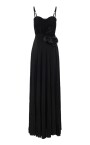 robe-noire-florale-avec-decollete-bustier
