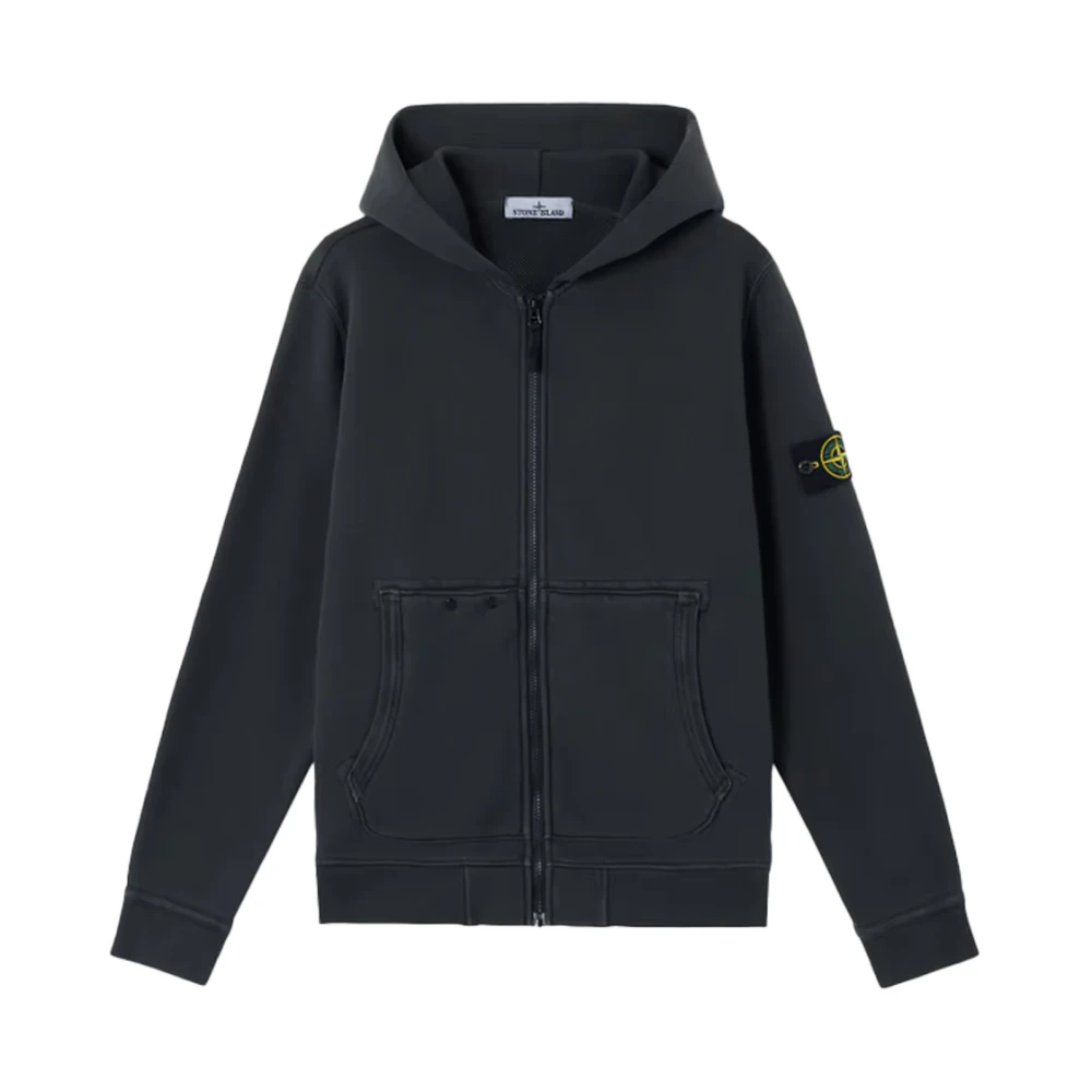 Stone Island Grijze volledige ritssluiting hoodie diagonale structuur Gray Heren