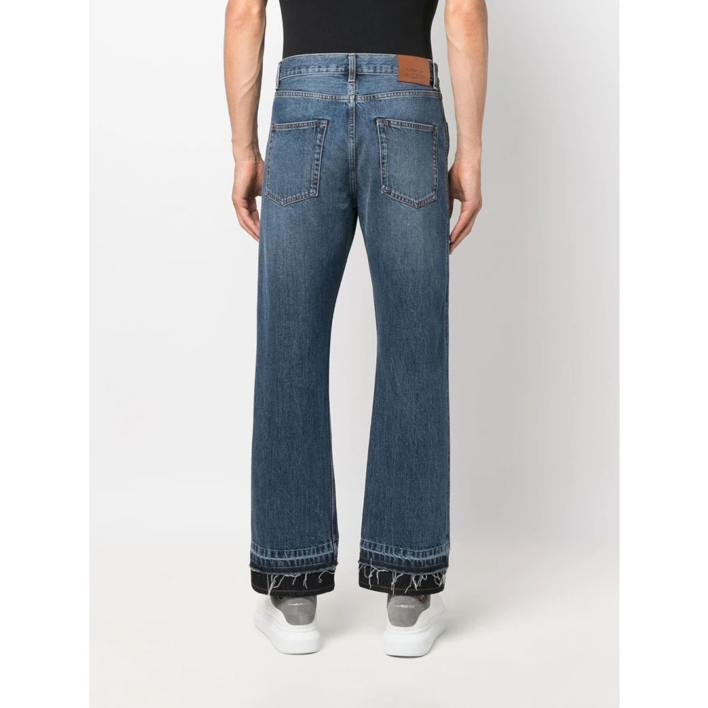 alexander mcqueen Blauwe Whiskered Cropped Jeans Blue Heren