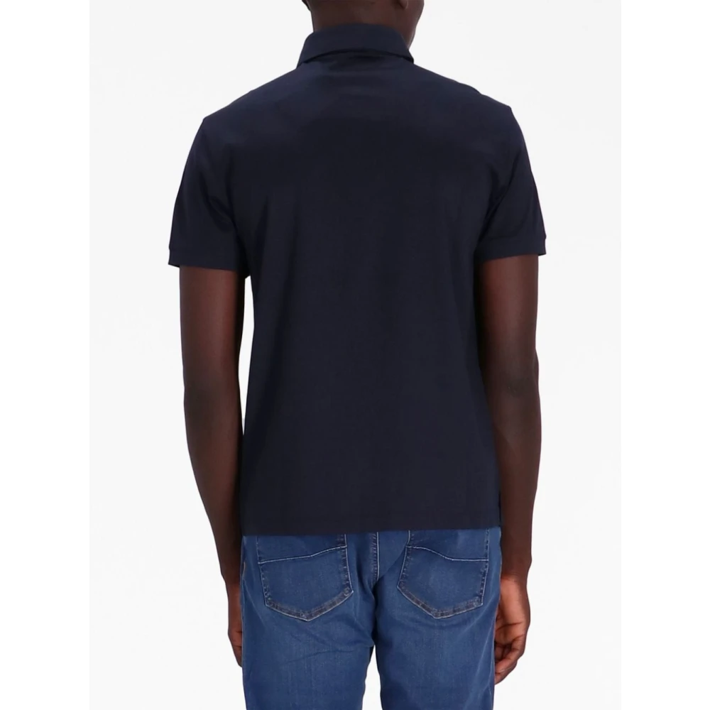 Emporio Armani Blauw Logo-Patch Poloshirt Blue Heren