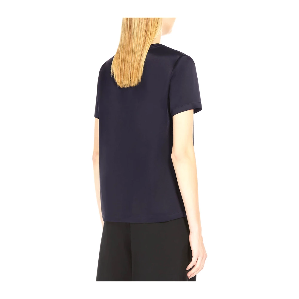 Max Mara Blauwe Zijden Top Elegant Korte Mouw Blue Dames