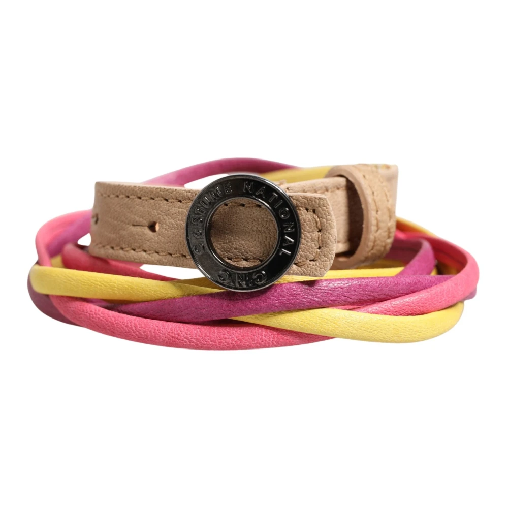 Costume National Women's Twisted Leather Circle Buckle Belt